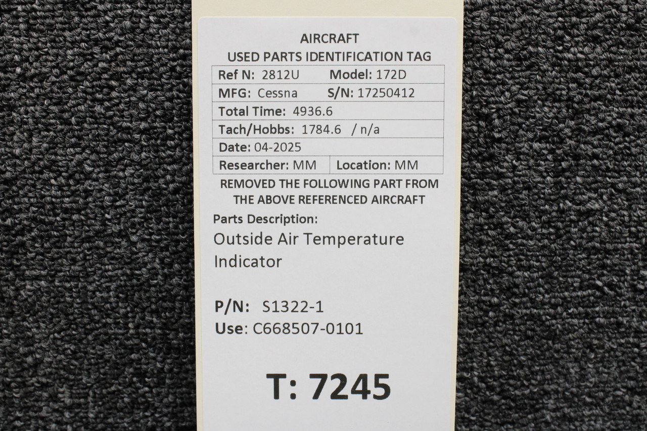S1322-1 (Use Part Number: C668507-0101) Cessna 172D Outside Air