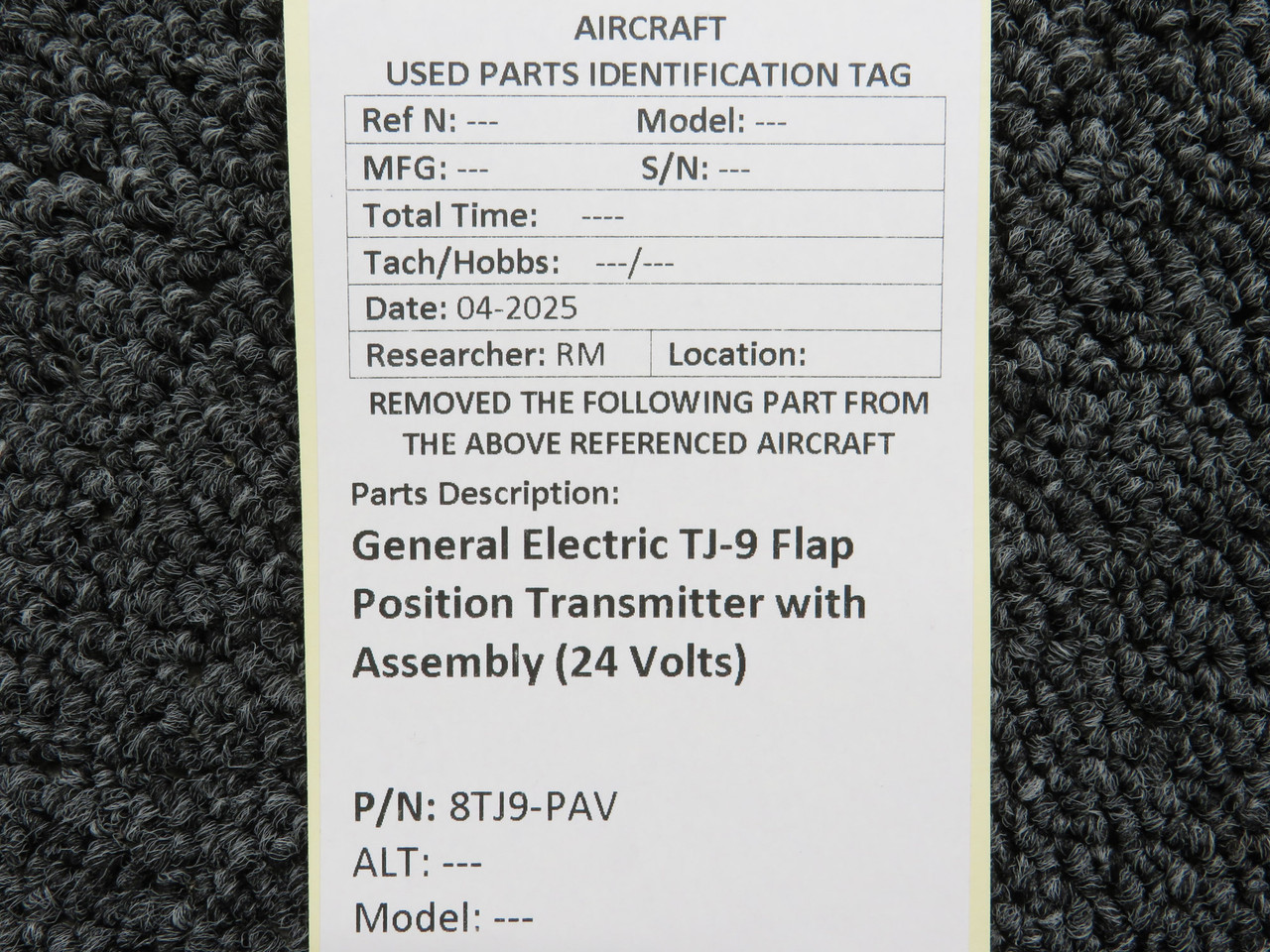 8TJ9-PAV General Electric TJ-9 Flap Position Transmitter, 24 Voltage
