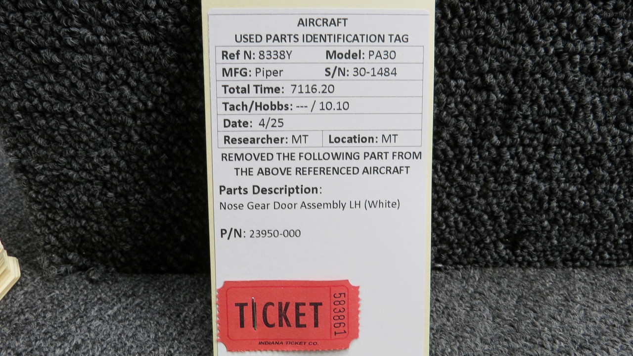 23950-000 Piper PA30 Nose Gear Door Assembly LH (White) (Scraped