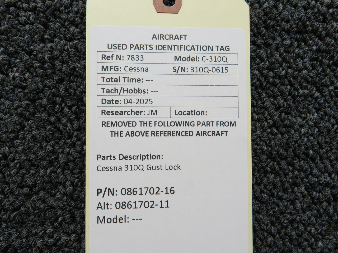 0861702-16 (Alt: 0861702-11) Cessna 310Q Gust Lock For Sale