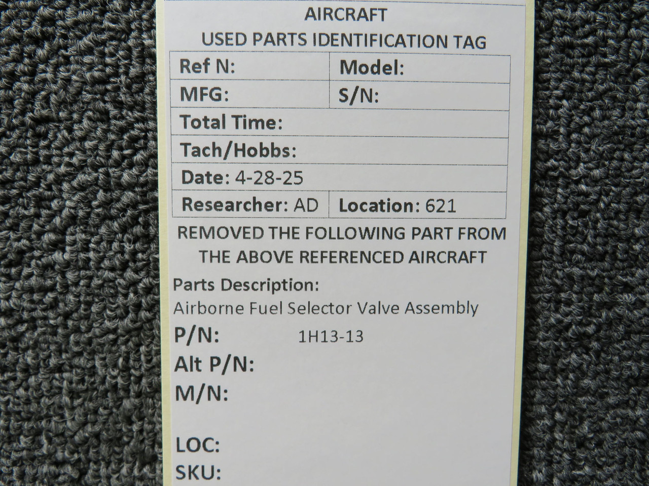 1H13-13 Airborne Fuel Selector Valve Assembly For Sale