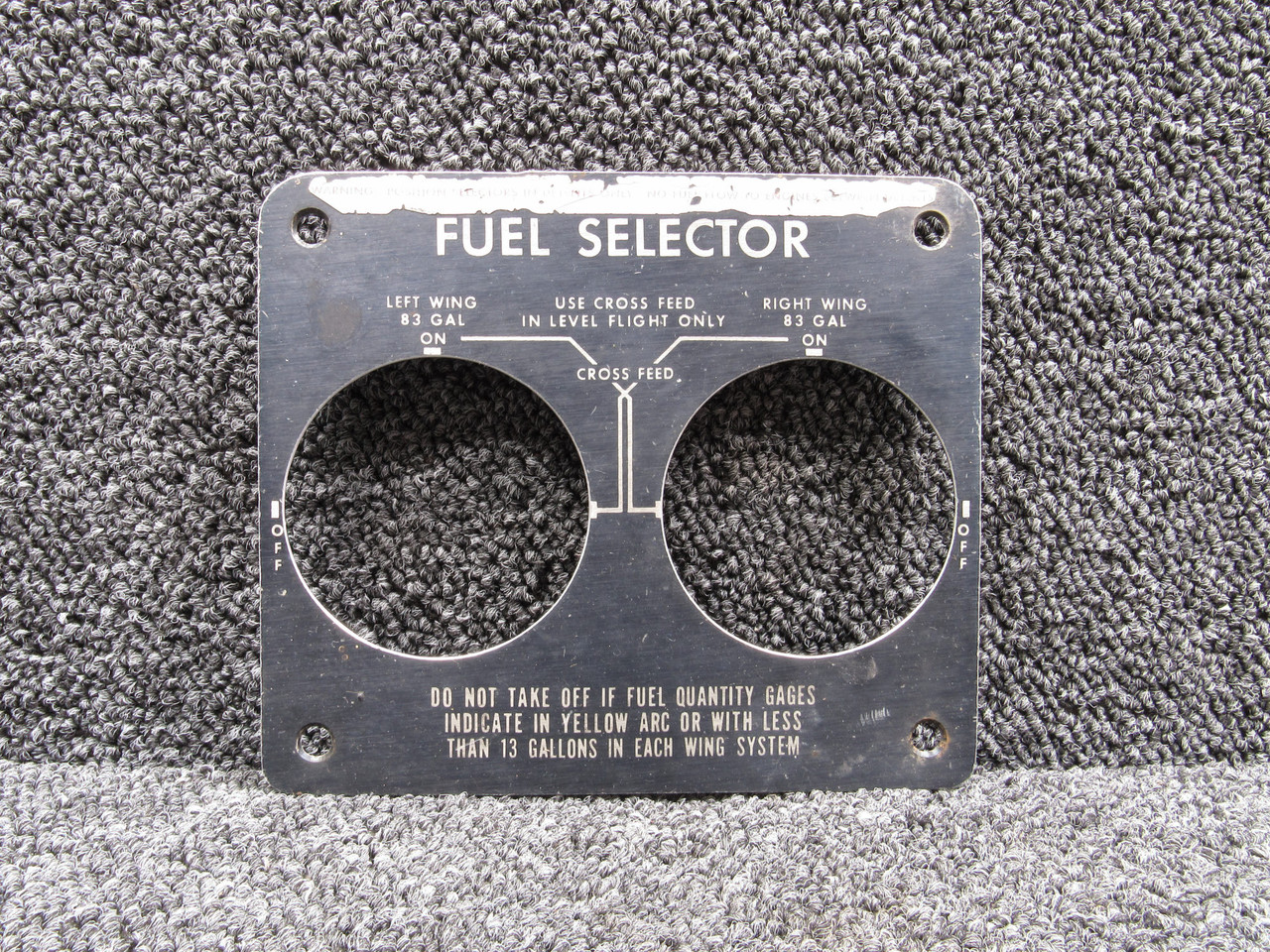 58-920032-9 (Alt: 58-920056-3) Beechcraft 58 Fuel Selector ID Plate