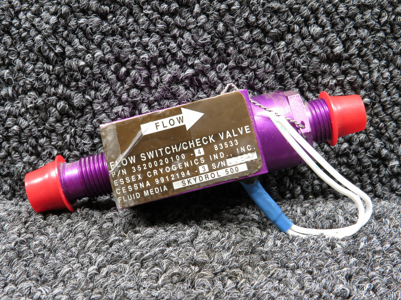 3520020100-4 (Alt: 9912194-3) Essex Cryogenics Flow Switch Check Valve Assembly