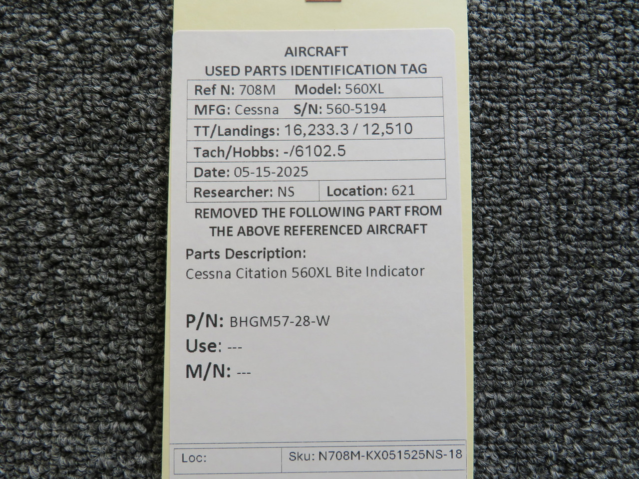 BHGM57-28-W Cessna Citation 560XL Bite Indicator For Sale BHGM57-28-W Cessna Citation 560XL Bite Indicator For Sale