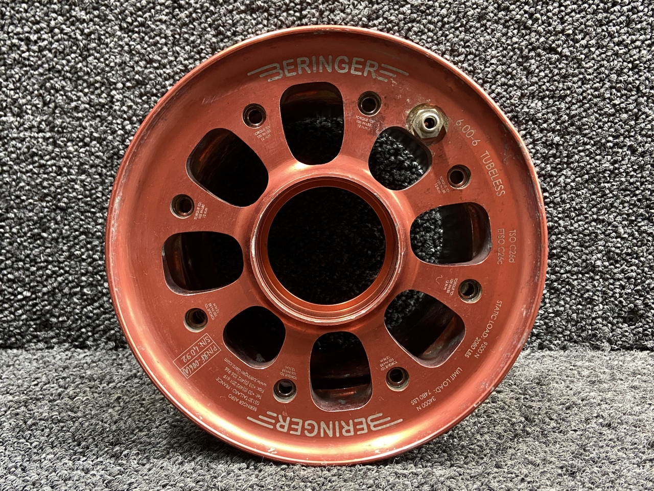 RF-006(A) (Alt: 31493-001) Beringer Aero 6.00X6 Main Wheel Half (Corroded)