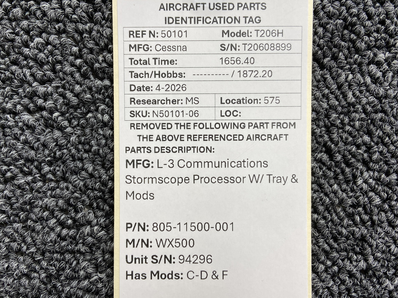 805-11500-001 L-3 Communications WX500 Stormscope Processor with