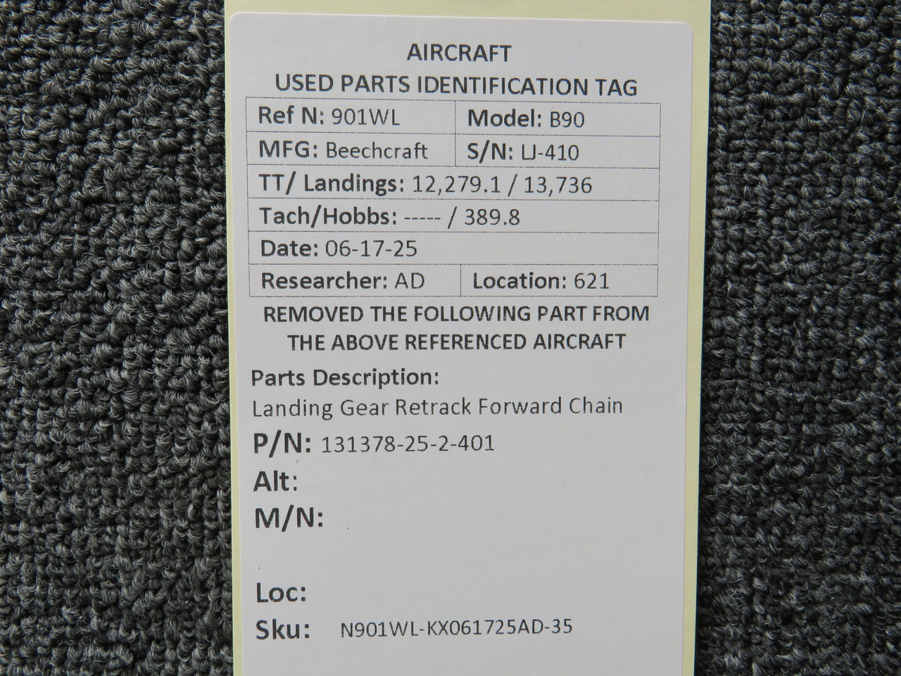 131378-25-2-401 Beechcraft King Air B90 Landing Gear Retrack