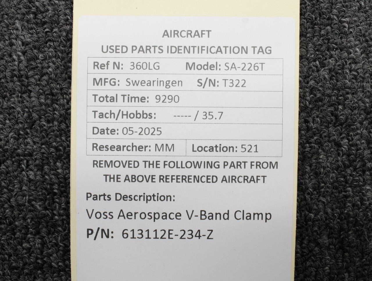 613112E-234-Z Voss Aerospace V-Band Clamp For Sale