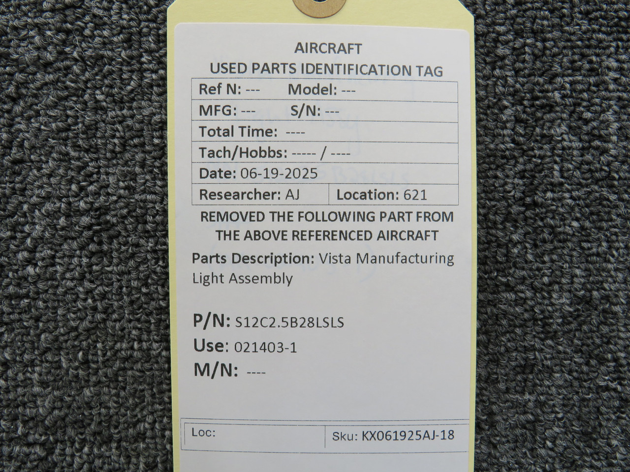 S12C2.5B28LSLS (Alt: 021403-1) Vista Manufacturing Light Assembly