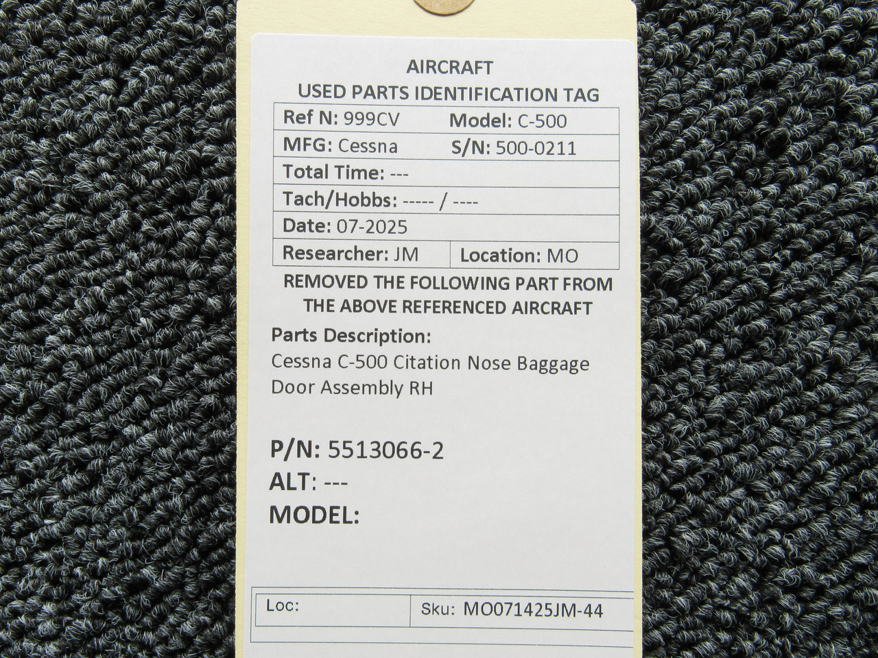 5513066-2 Cessna Citation 500 Nose Baggage Door Assembly Right