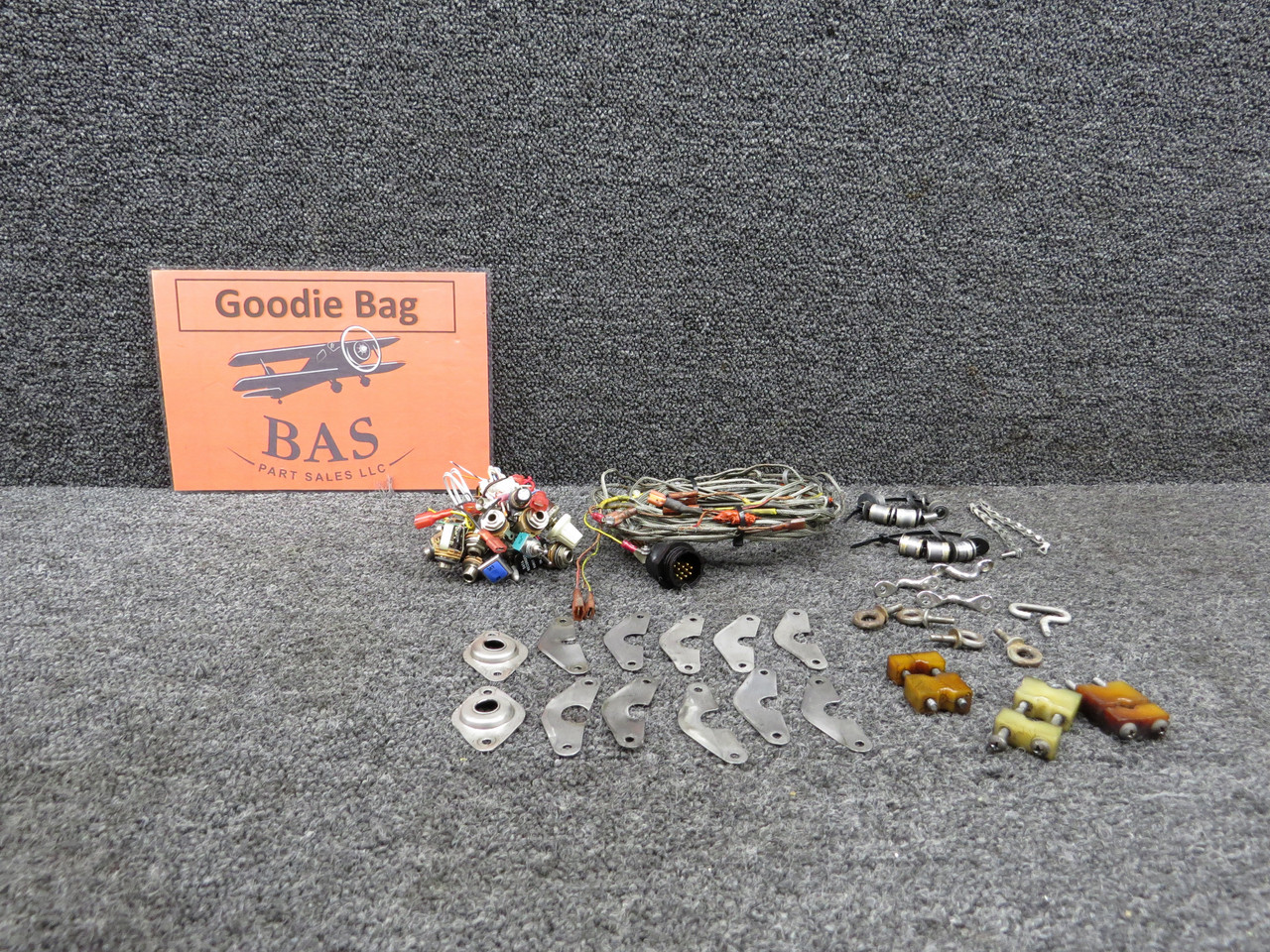 Cessna 182M Goodie Bag with Switches, Brackets, Cables, Wires, Etc.