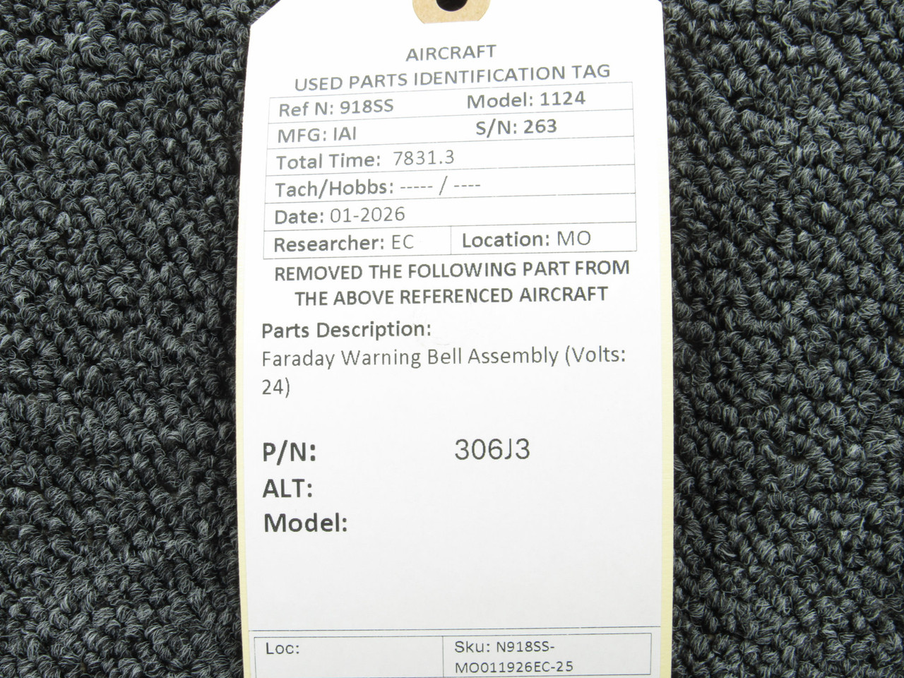 306J3 Faraday Warning Bell Assembly (Volts: 24) For Sale