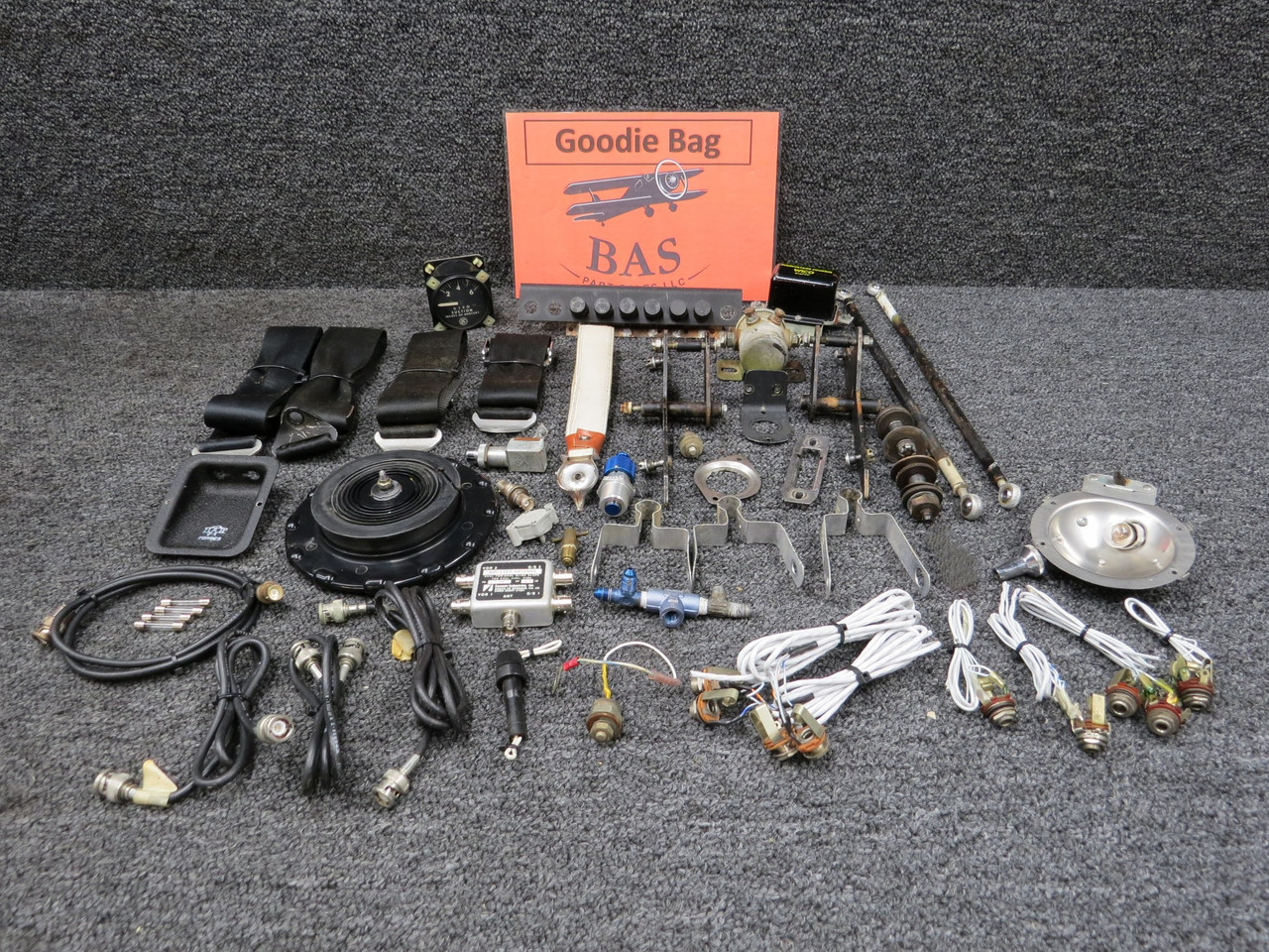 Piper PA28-235 Goodie Bag with Bellcranks, Trim Wheel, Fuses, Rods, etc.