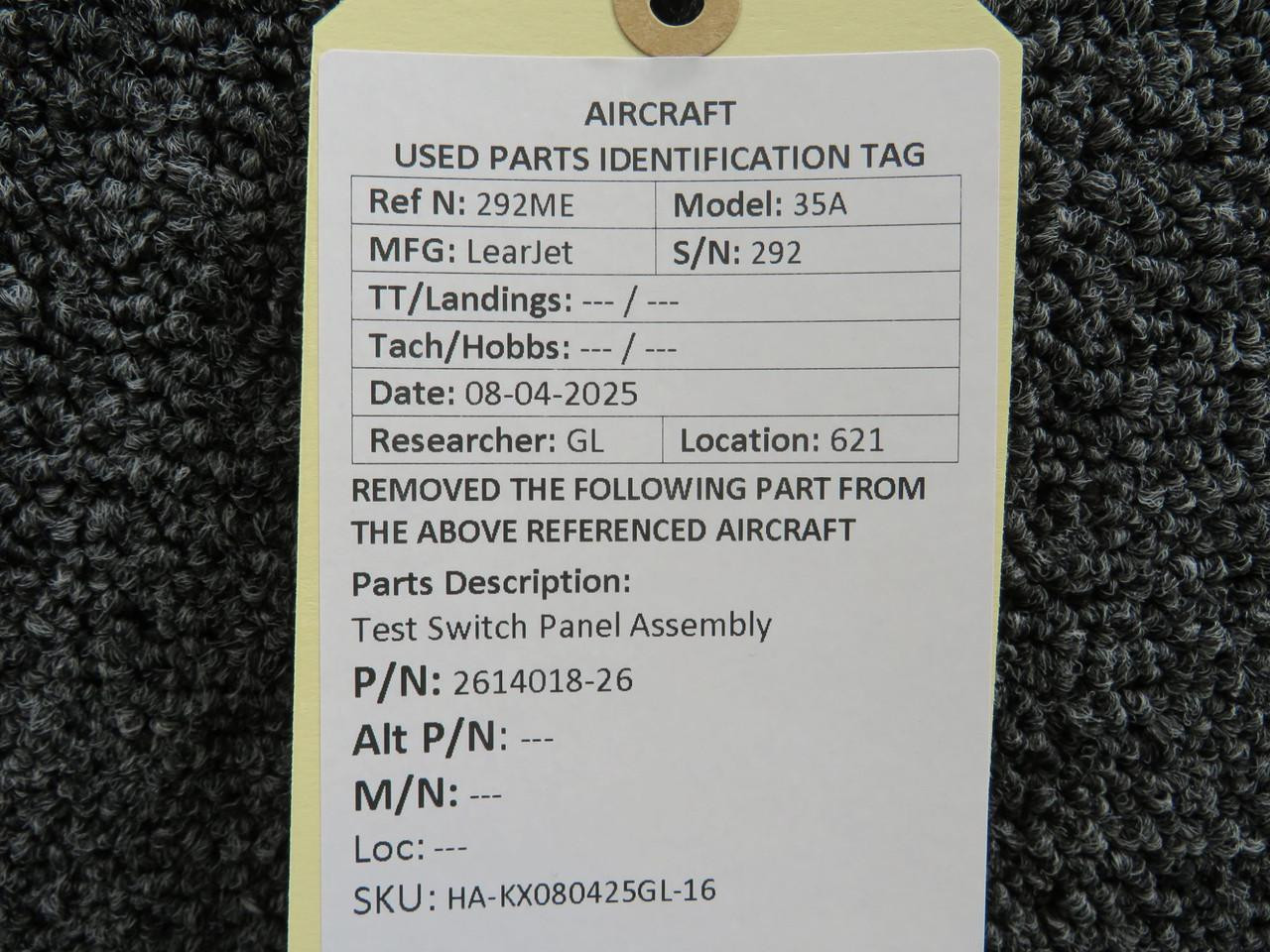 2614018-26 Test Switch Panel Assembly For Sale