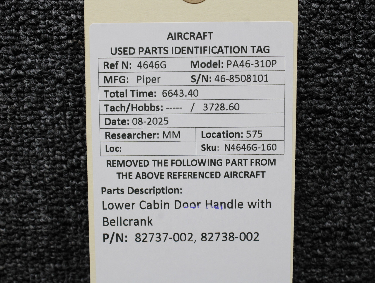 ドッペルページ 0762024-2 Cessna 182M Right Hand Flap Control Bellcrank Assembly