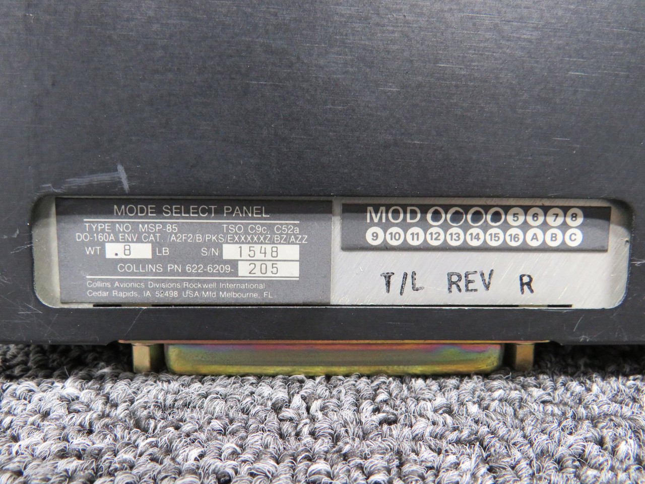 622-6209-205 Collins MSP-85 Mode Select Panel with Modifications