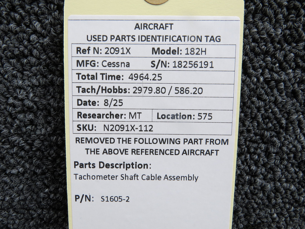 S1605-2 Cessna 182H Tachometer Shaft Cable Assembly for Sale