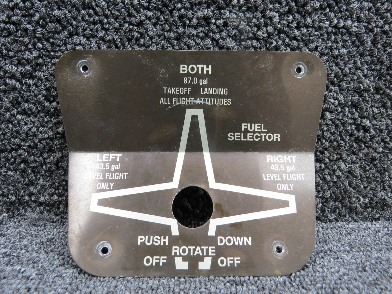 1205125-9 (Use PN: 1205125-12) Cessna 206H Fuel Selector Placard