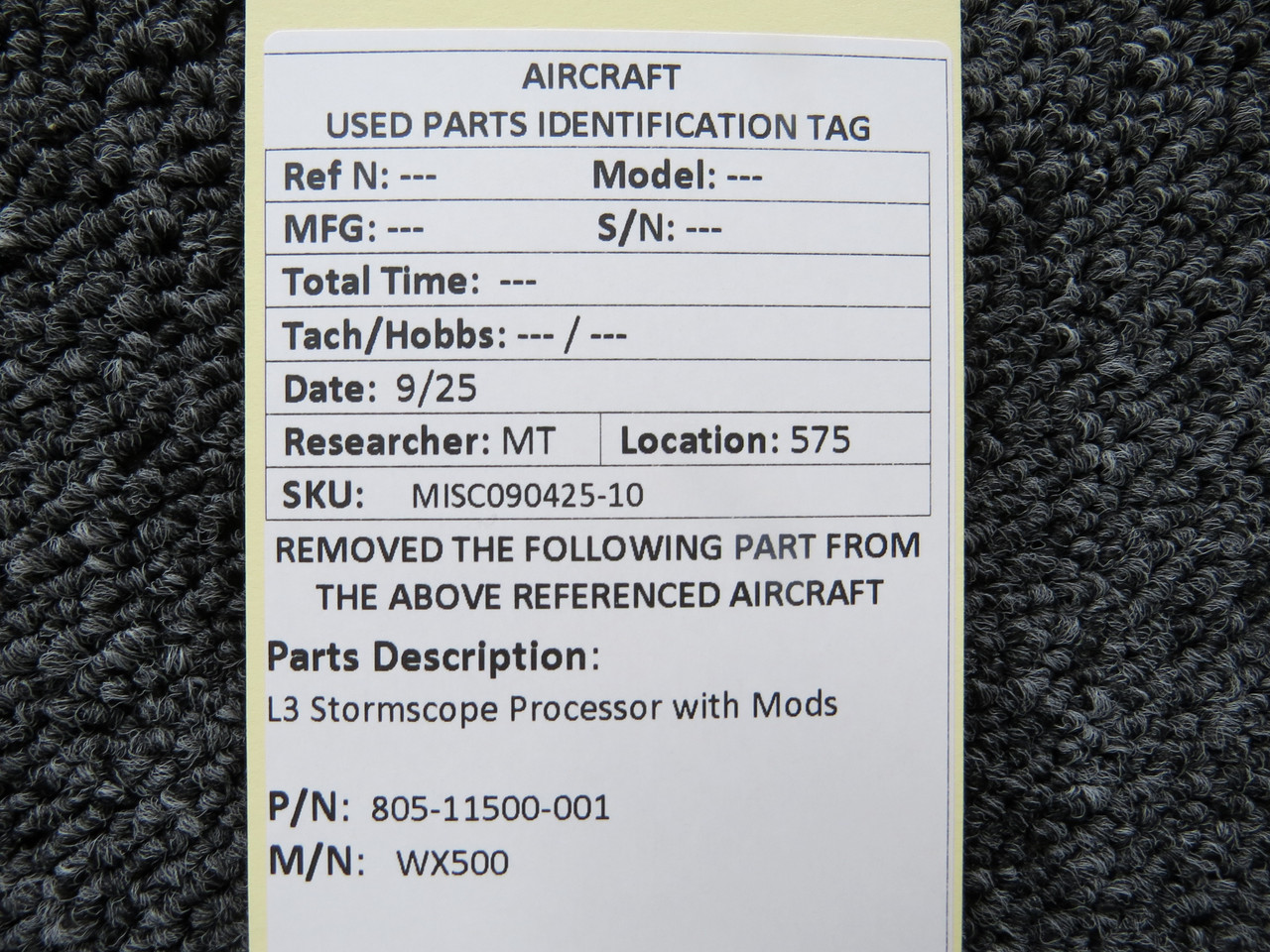 805-11500-001 L3 WX500 Stormscope Processor with Modifications