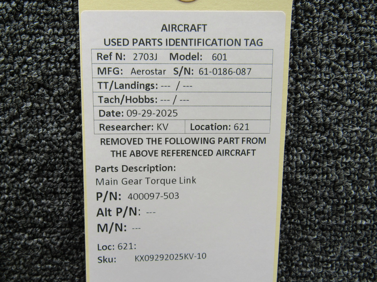 400097-503 Aerostar 601 Main Gear Torque Link For Sale