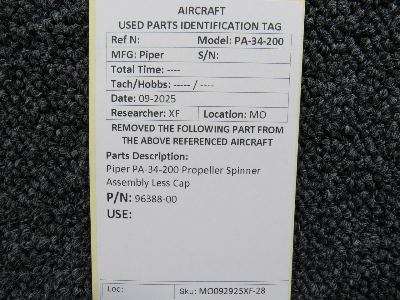 96388-00 Piper PA-34-200 Propeller Spinner Assembly Less Cap For Sale