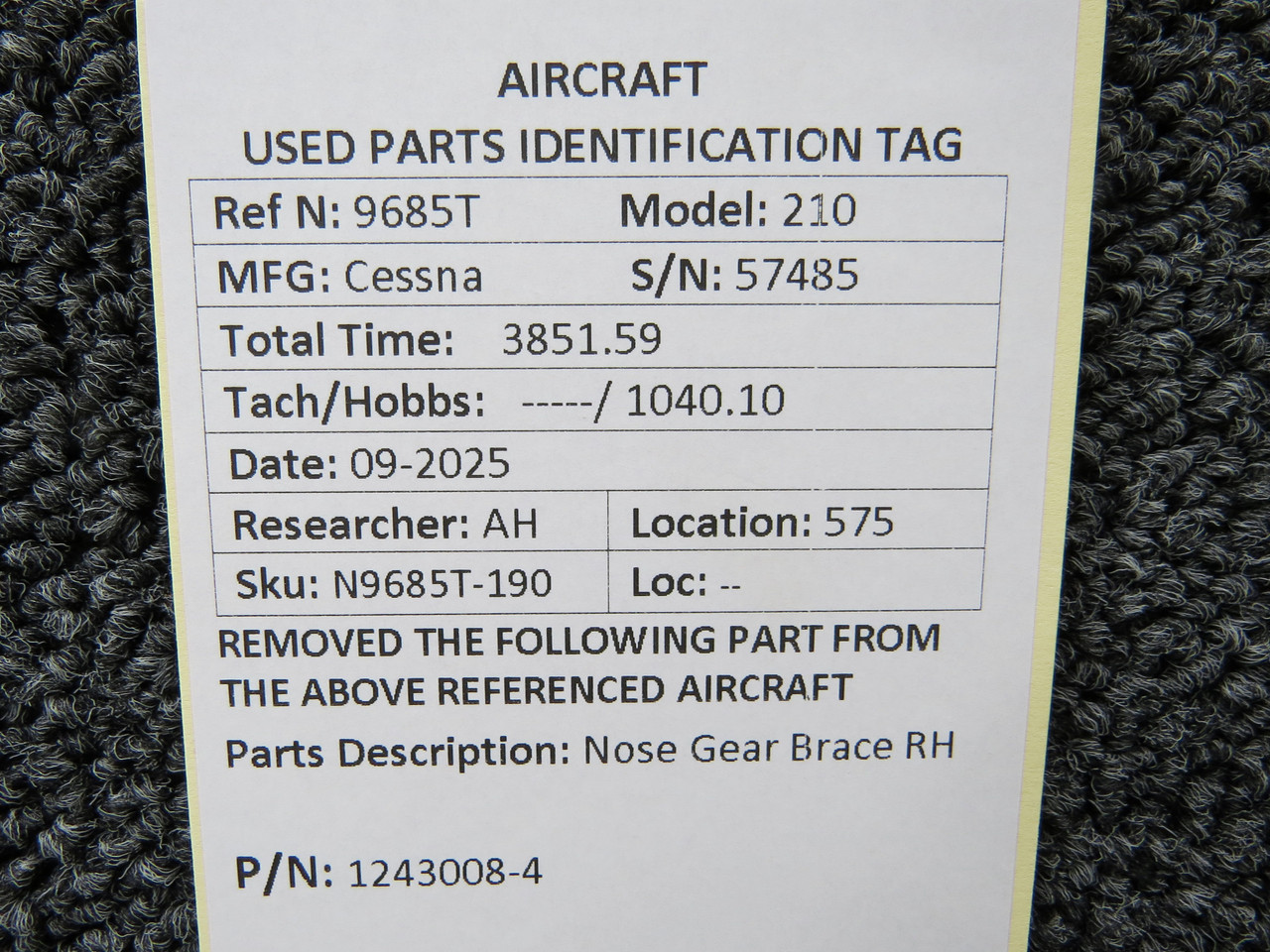 1243008-4 Cessna 210 RH Nose Gear Brace