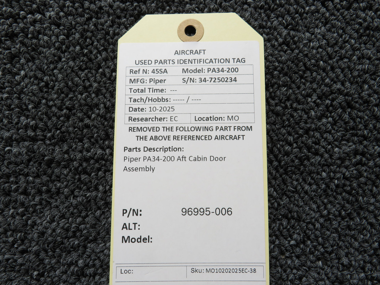 96995-006 Piper PA34-200 Aft Cabin Door For Sale
