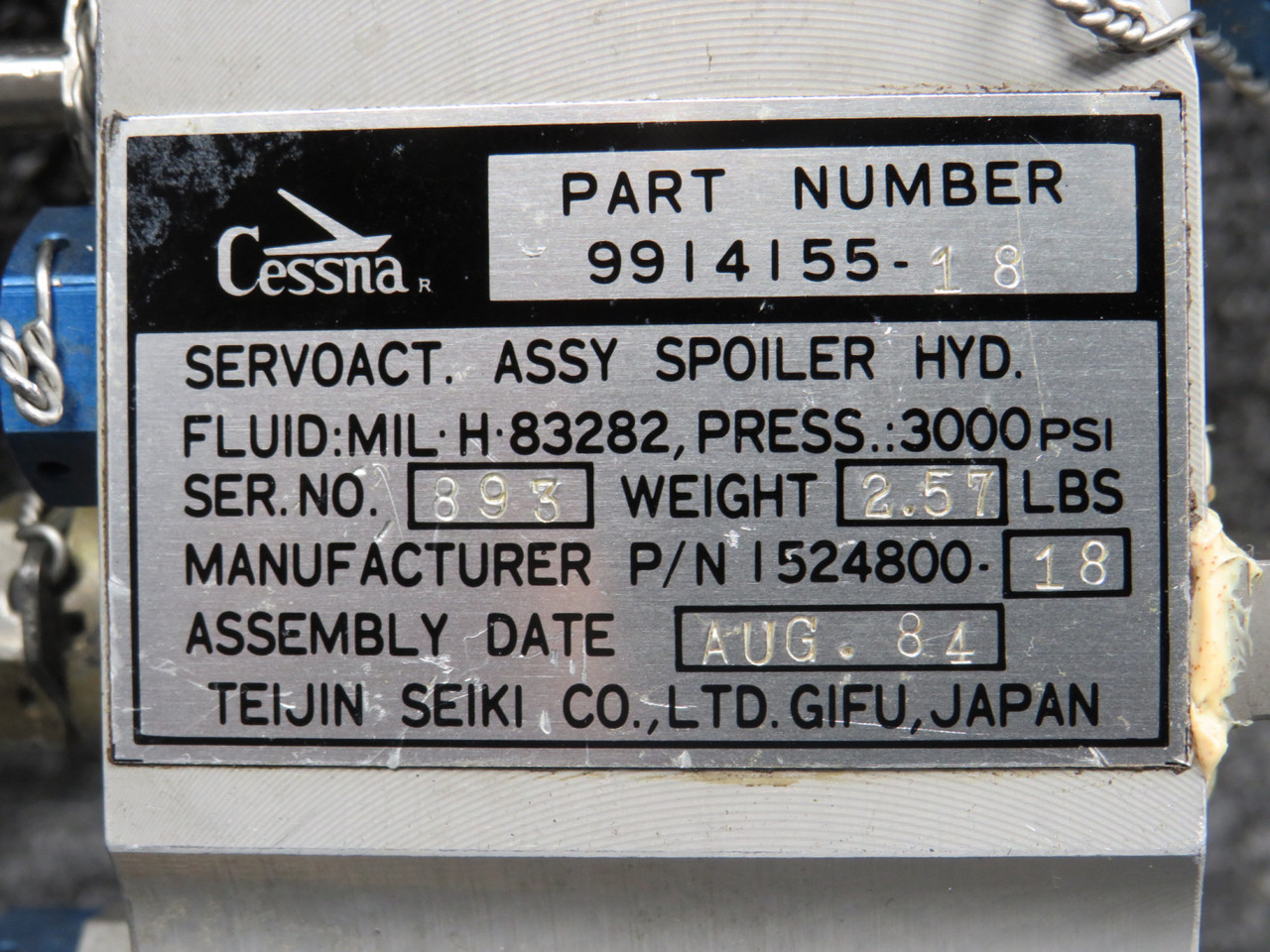 1524800-18 (Alt: 9914155-18) Teijin Spoiler Assembly Actuator For Sale
