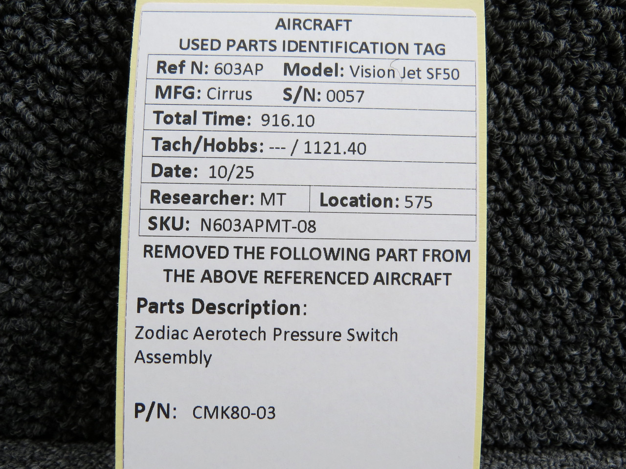 CMK80-03 Zodiac Aerotech Pressure Switch Assembly for Sale