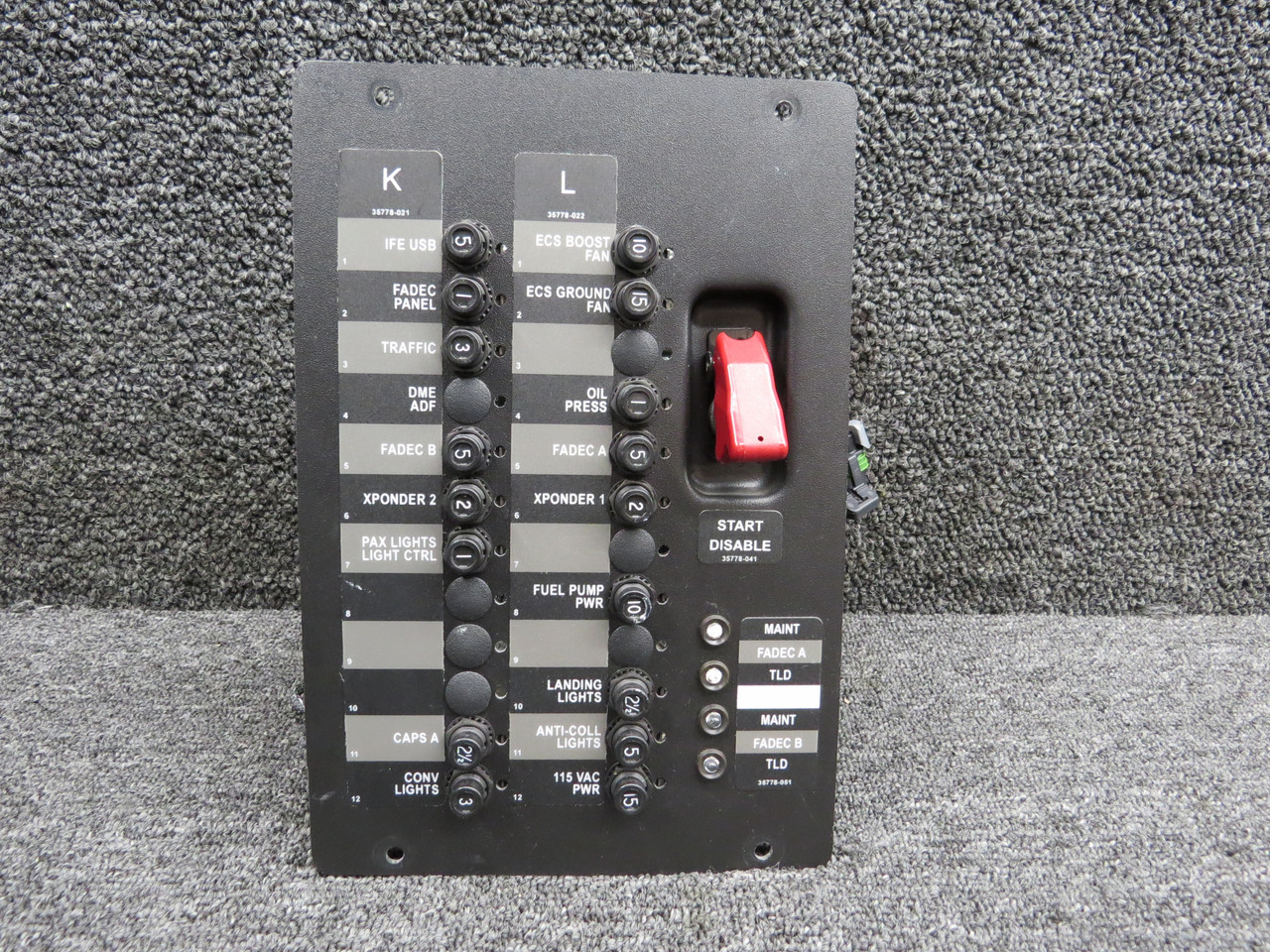 30090-004 Cirrus Vision Jet SF50 Aft Circuit Breaker Panel Assembly
