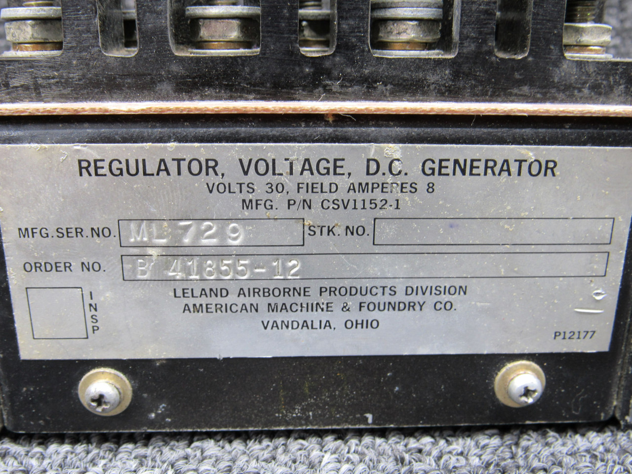 CSV1152-1 Leland Airborne DC Generator Voltage Regulator For Sale