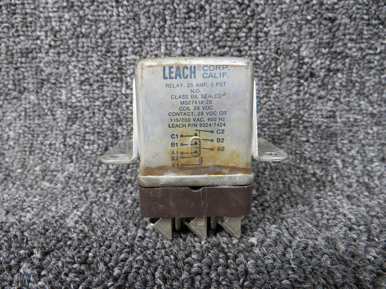MS27418-2B (Alt: 9324-7424) Leach Relay (Volts: 28, Amps: 25)