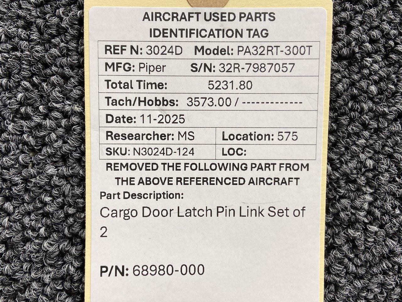 68980-000 Piper PA32RT-300T Cargo Door Latch Pin Link Set for Sale