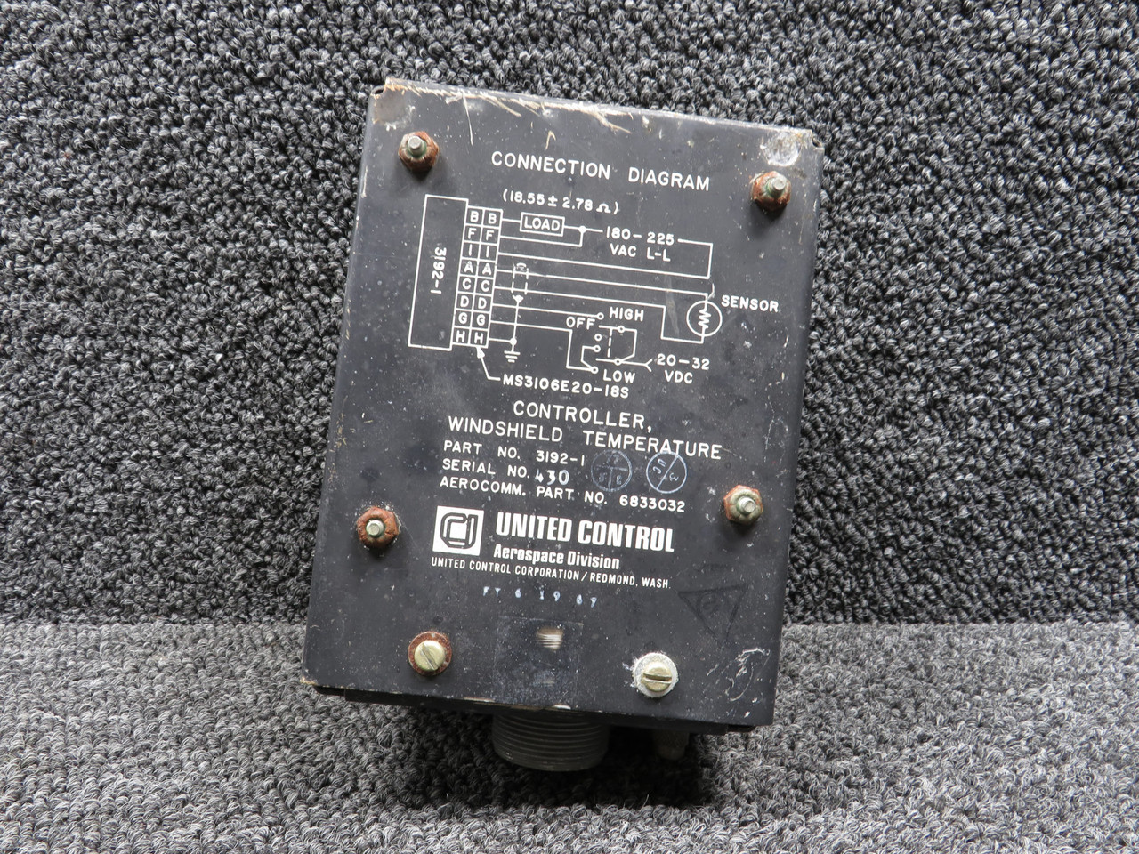 3192-1 (Alt: 6833032) United Windshield Temperature Controller Assembly