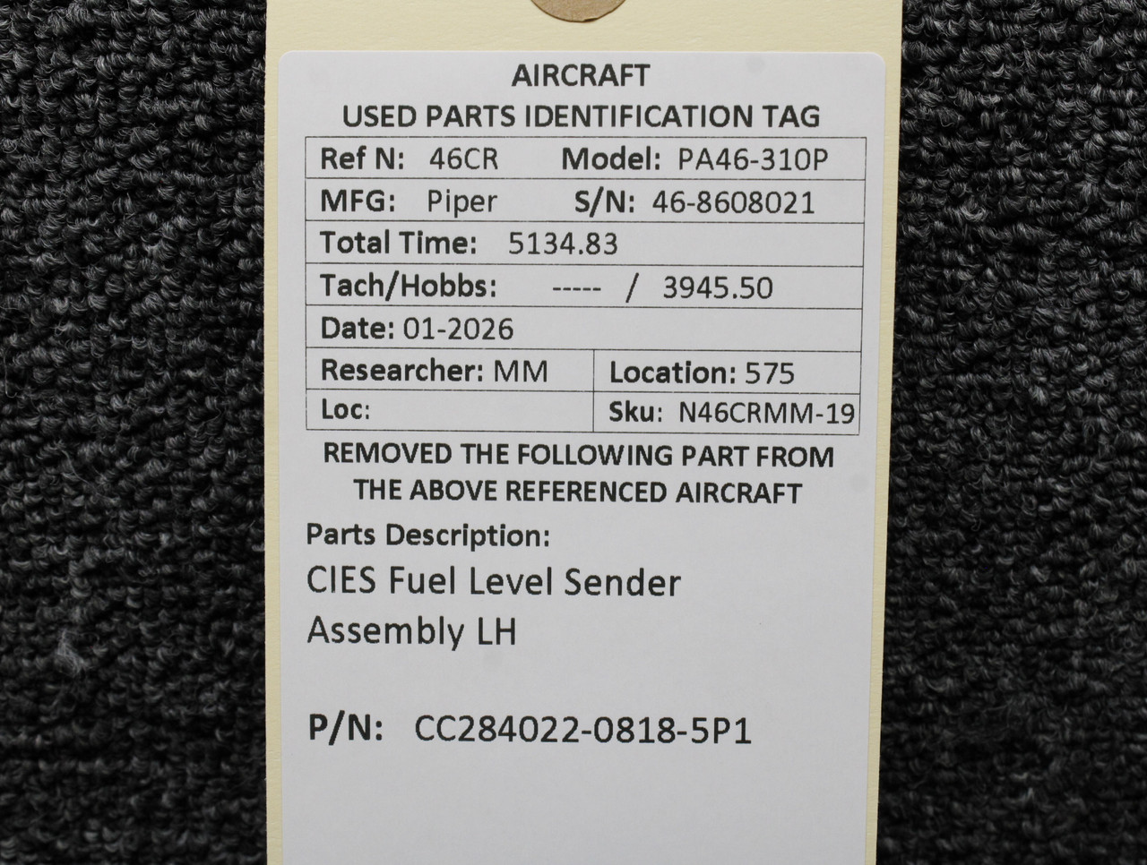 CC284022-0818-5P1 CIES LH Fuel Level Sender Assembly