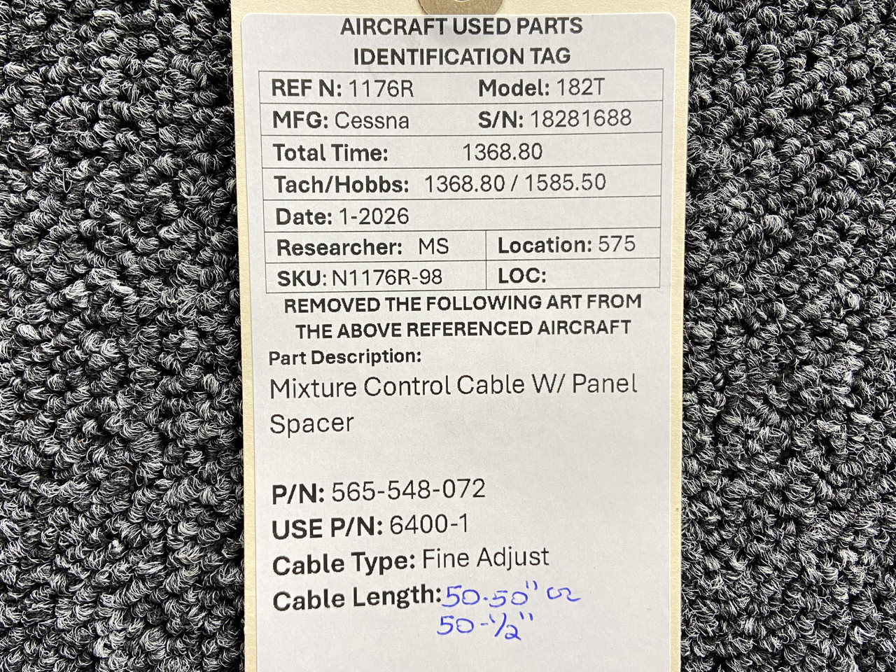 565-548-072 (Use Part Number: 6400-1) Cessna 182T Fine Adjust