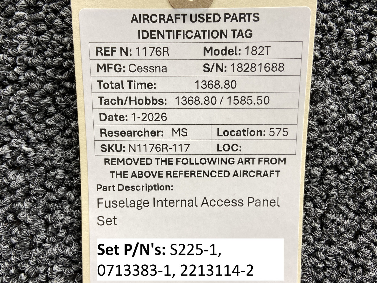 Cessna 182T Fuselage Internal Access Panel Set For Sale