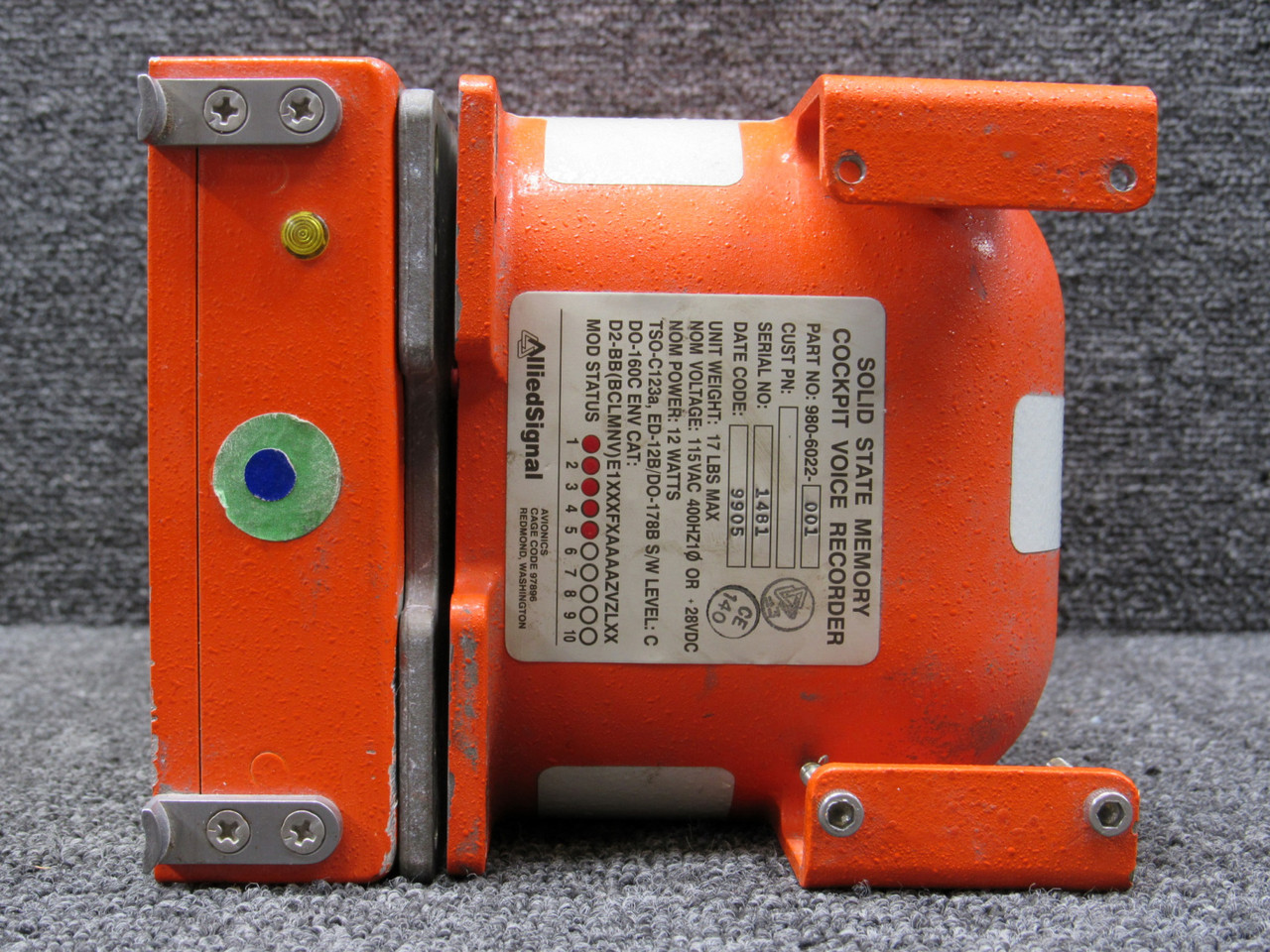 980-6022-001 AlliedSignal Solid State Cockpit Voice Recorder with