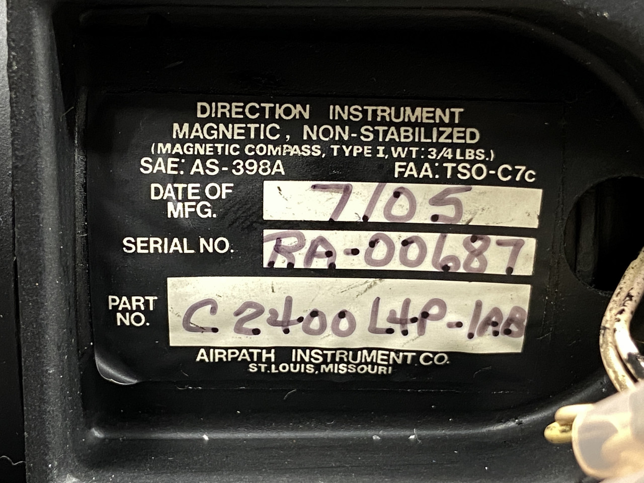 C2400L4P-1AB Airpath Instrument Compass Assembly (Lighted) For Sale
