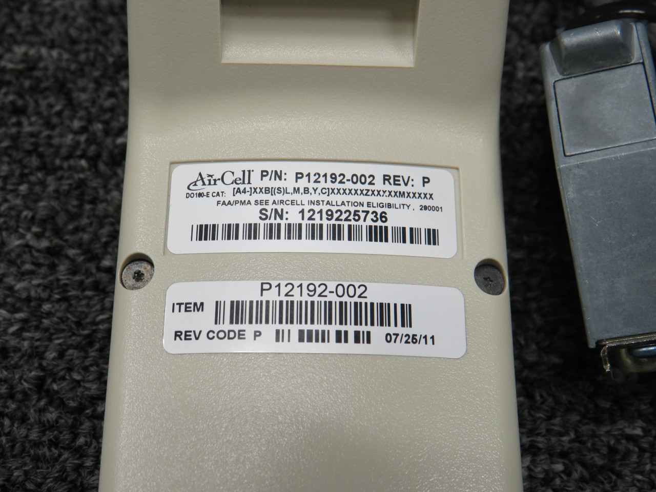 P12192-002 Aircell Handset and Cradle Assy