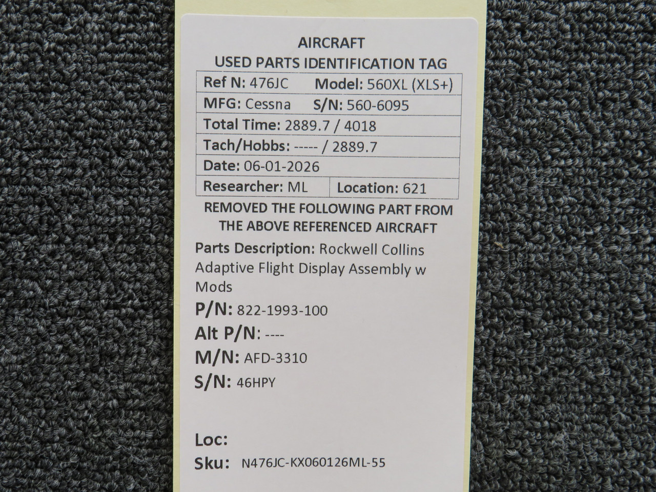 822-1993-100 Rockwell Collins AFD-3310 Adaptive Flight Display