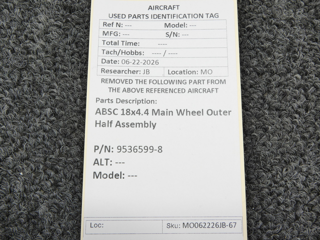 9536599-8 ABSC 18x4.4 Main Wheel Outer Half Assembly For Sale