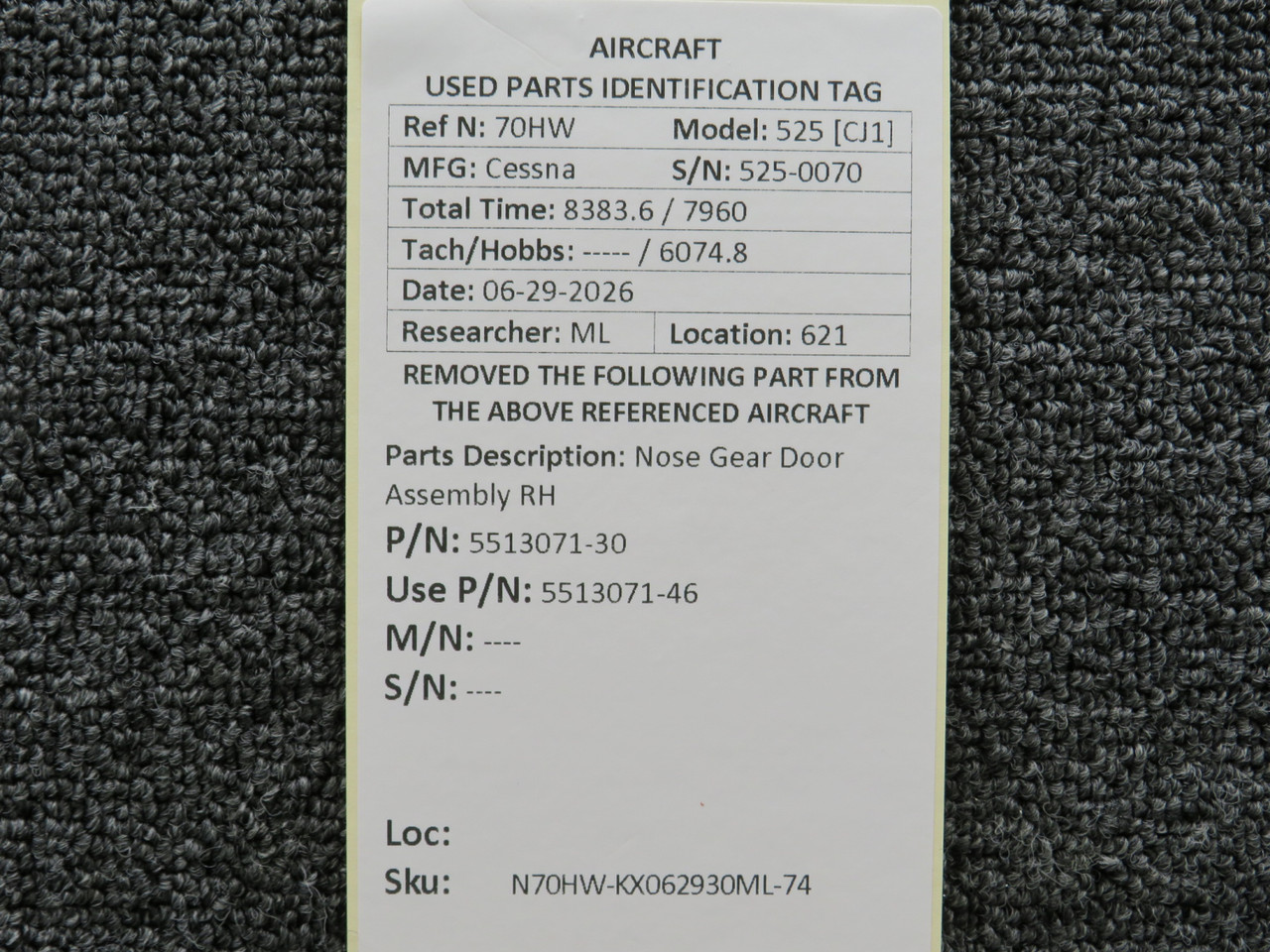 5513071-30 (Use: 5513071-46) Cessna 525 CJ1 Nose Gear Door
