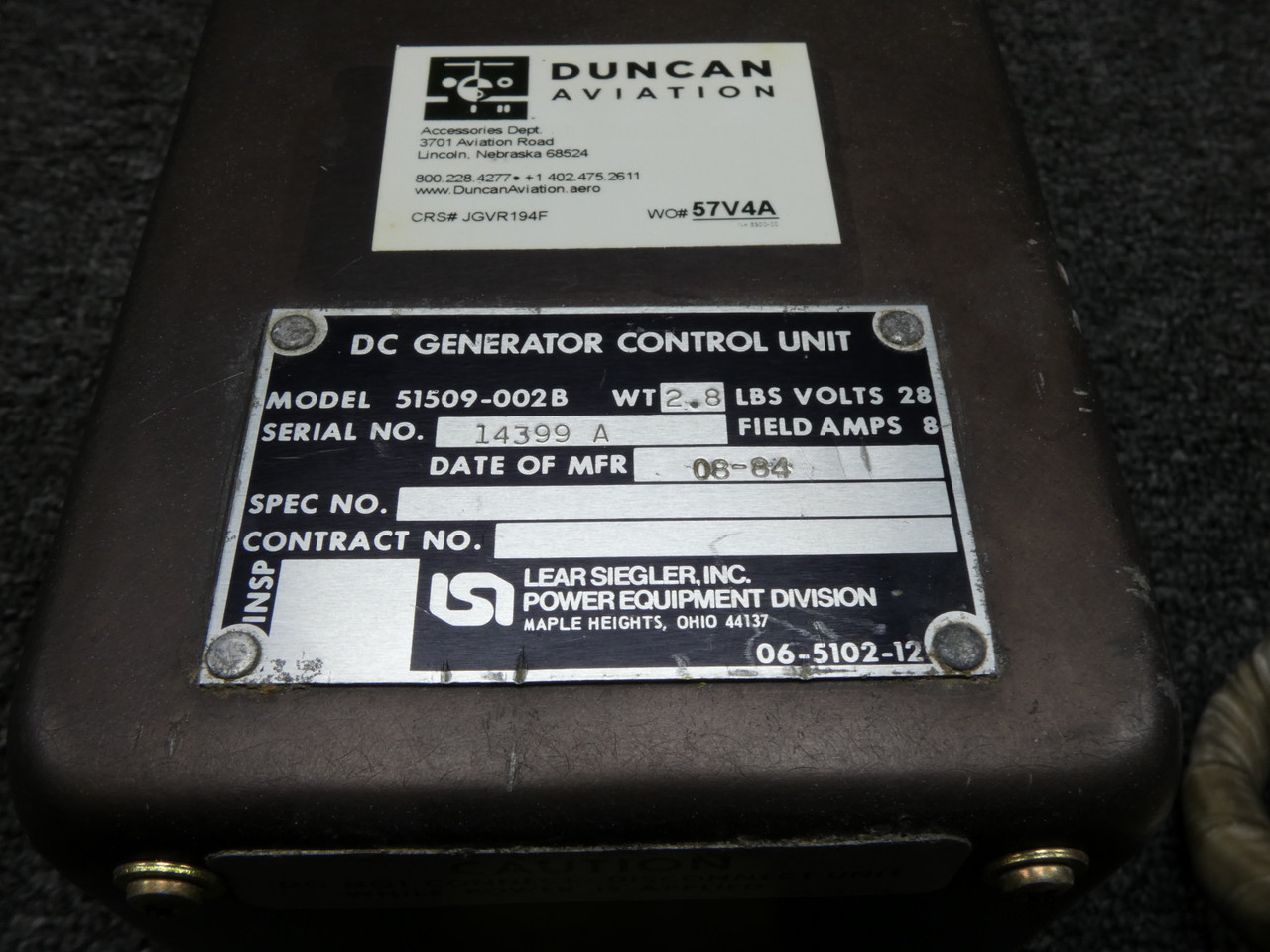 51509-002B Lear Siegler DC Generator Control Unit (Volts: 28, Amps
