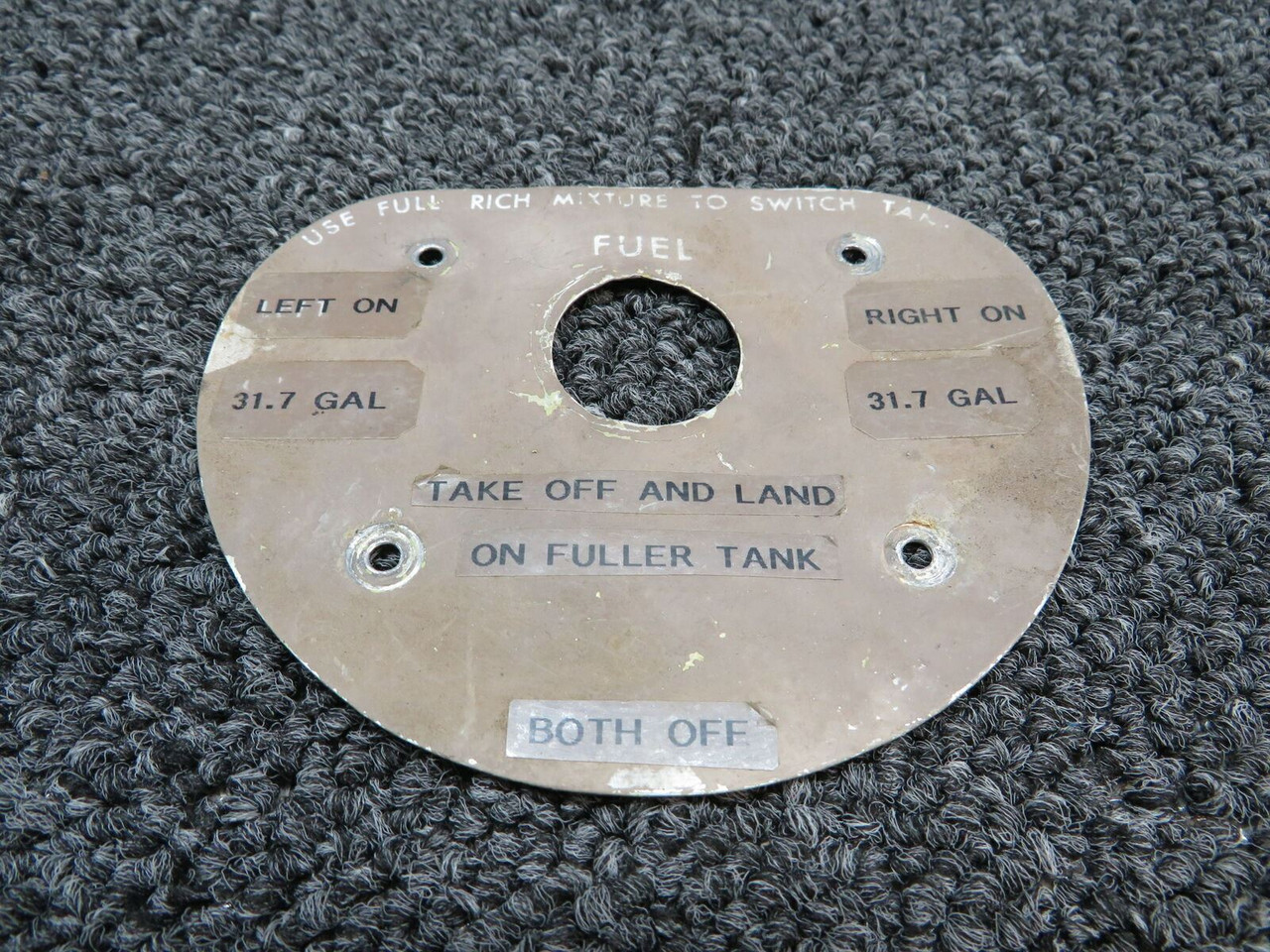 S1287-1 Cessna 210B Placard -Fuel Selector For Sale