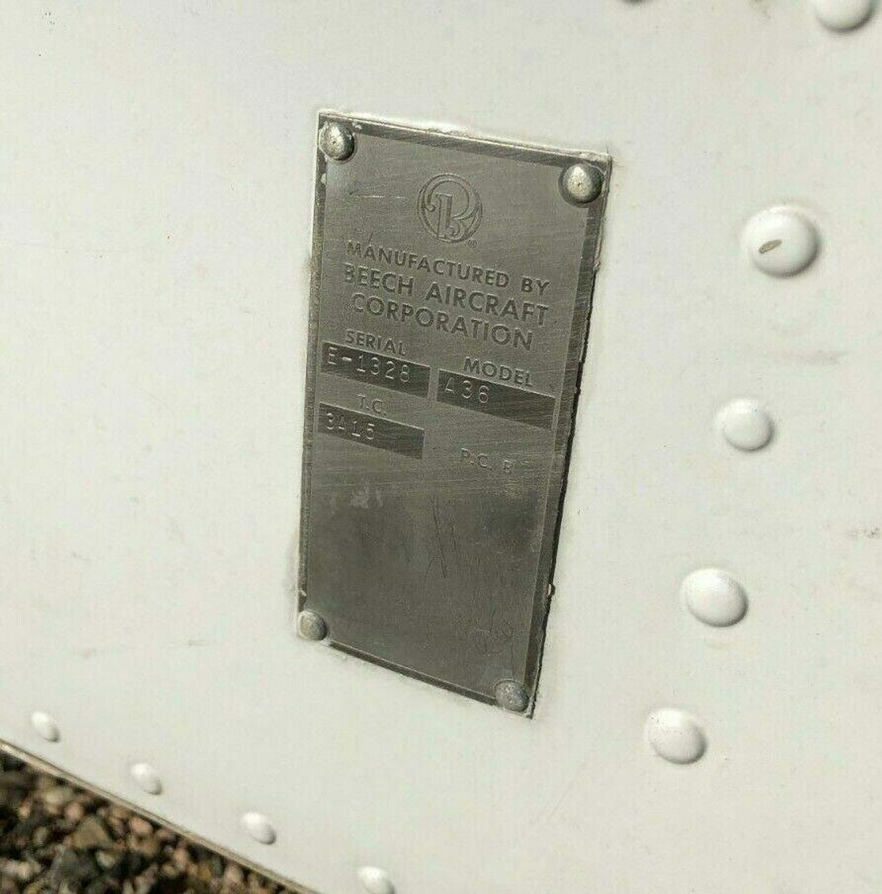 Beechcraft Bonanza A36 Fuselage w/ Bill of Sale, Data Tag