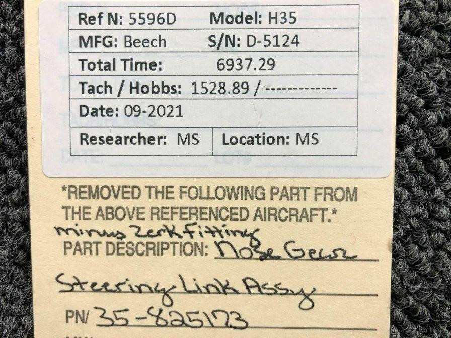 35-825173 Beechcraft H35 Nose Wheel Steering Link Assy (Minus Zerk