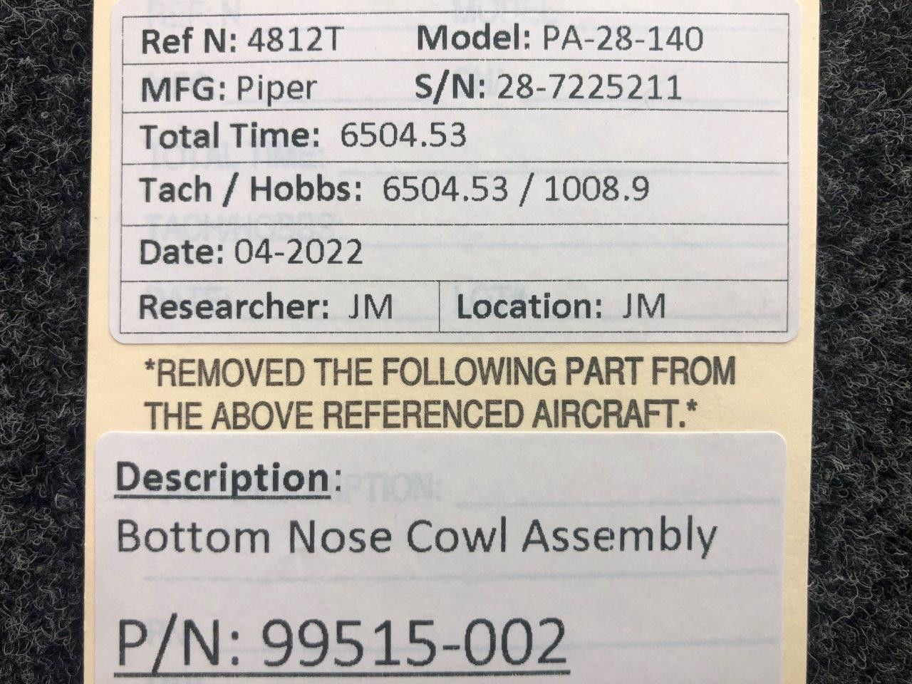 Piper 44984-000 Cowl Nose Bot Assembly at