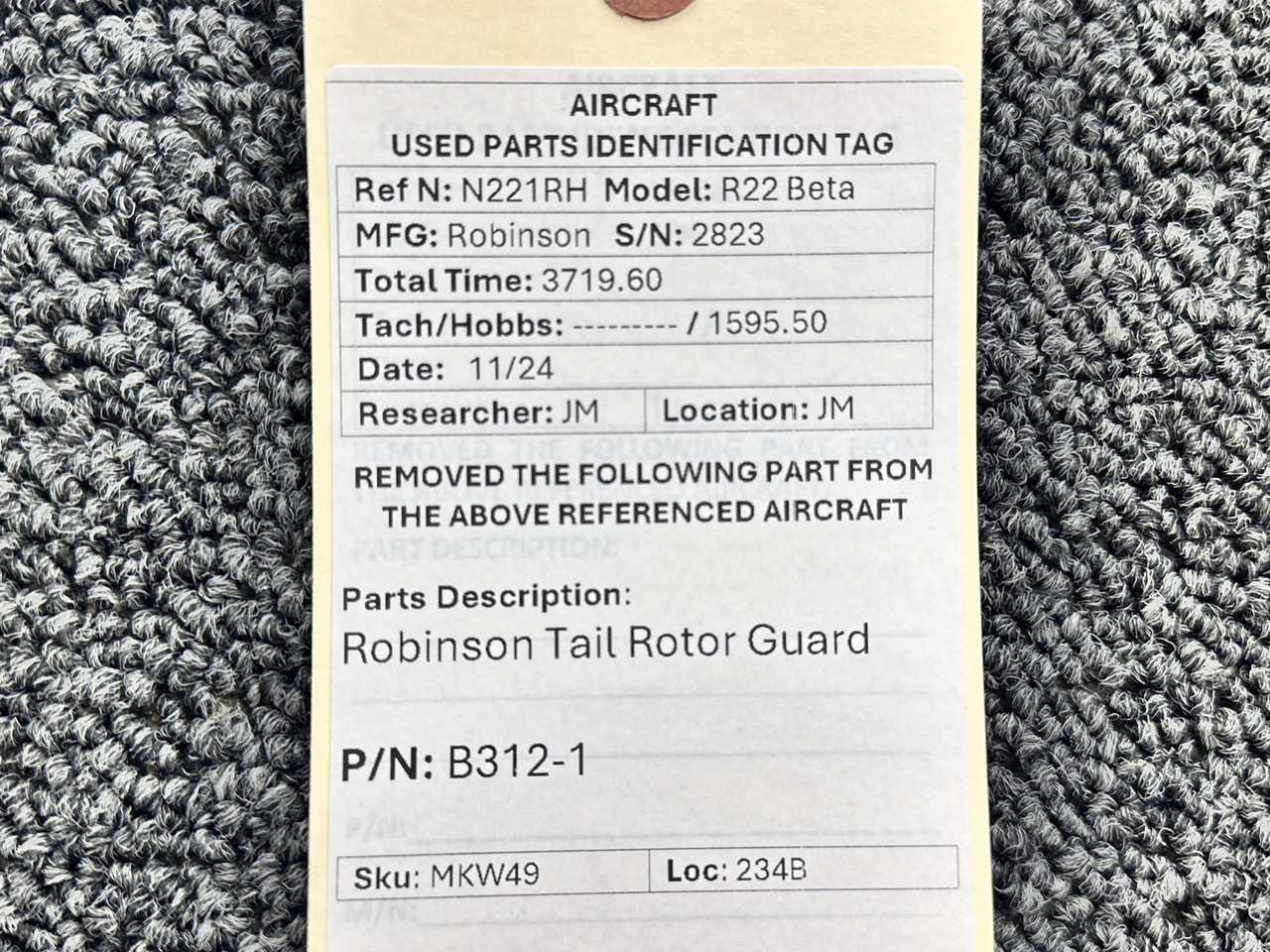 B312-1 Robinson R22 Beta Tail Rotor Guard