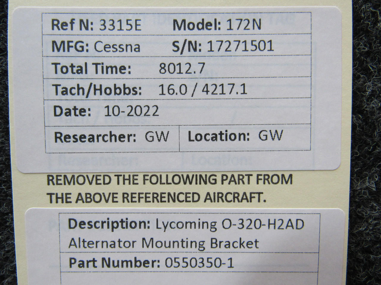 05503501 O320H2AD Alternator Mounting Bracket